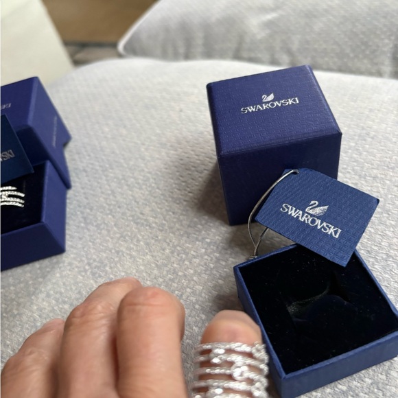 Swarovski Silver Multi-Row Crystal Stackable Ring - Picture 2 of 5